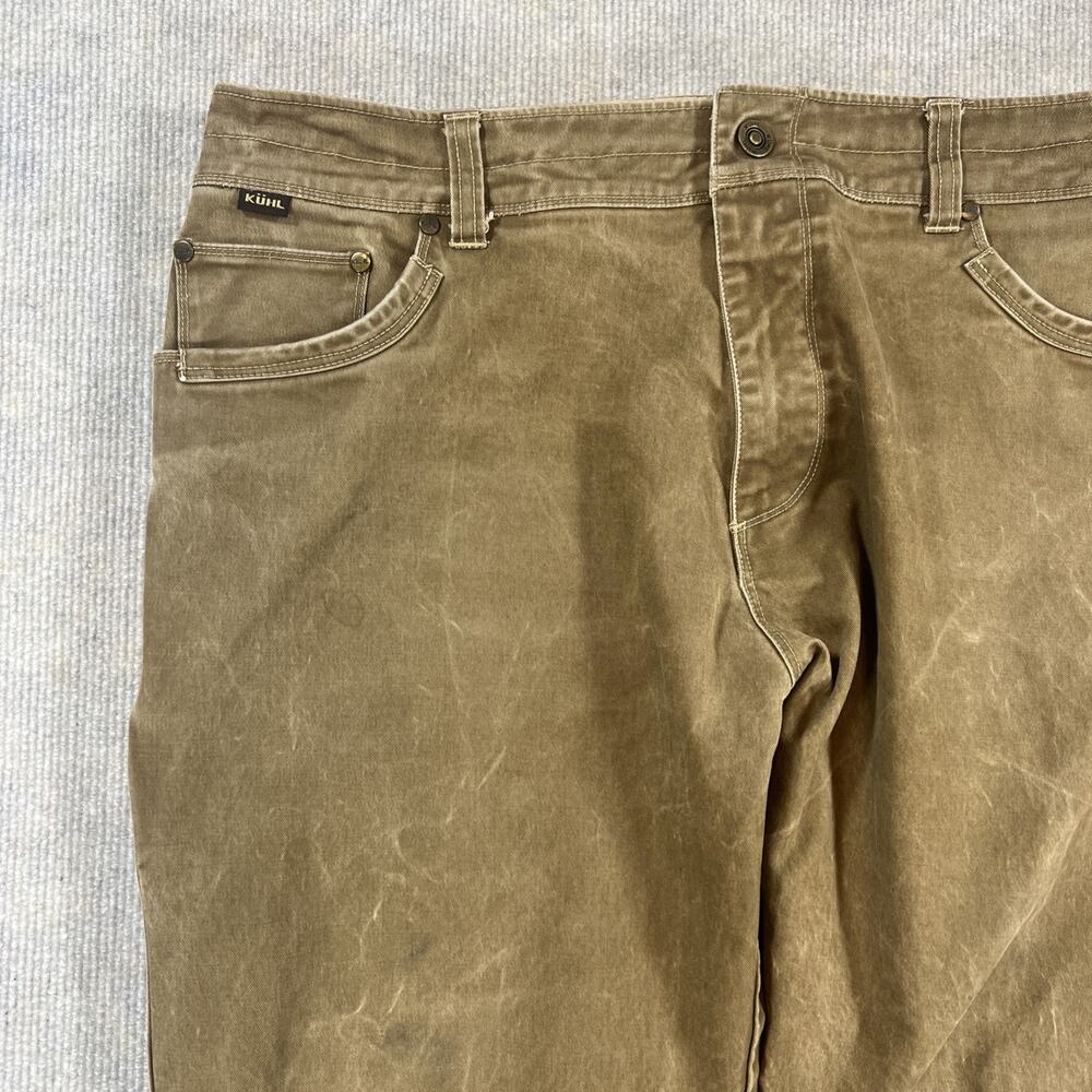 Men's Kuhl RYDR Dark Khaki Pants Work Outdoor Size 38x34 Vintage Patina dye GUC
